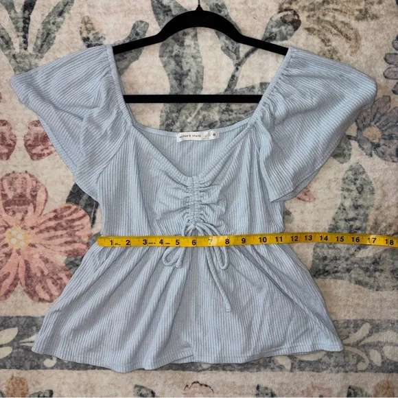 Altar'd State Light Blue Ruched Blouse - Picture 3 of 7